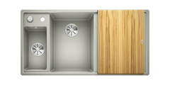 Кухонная мойка Blanco Axia III 6S, клапан-автомат, разделочный столик из ясеня, чаша слева, жемчужный 524646