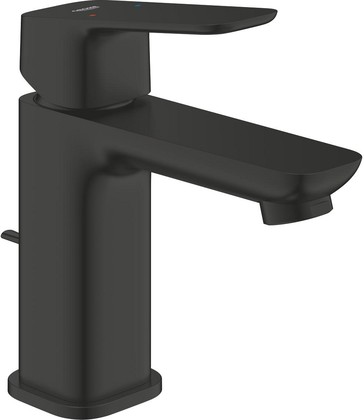 Смеситель для раковины Grohe Cubeo S-Size, рычажный донный клапан, матовый чёрный 1016942430