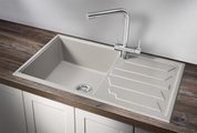 Кухонная мойка Granula 8601, 860x500, накладная, с крылом, кварц, Базальт 8601, БАЗАЛЬТ
