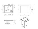 Кухонная мойка Granula Standart 5803, 580x500, кварц, Базальт 5803, БАЗАЛЬТ