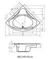 Ванна акриловая Riho Neo 140x140, угловая B076001005