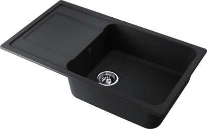 Кухонная мойка Omoikiri Hokori 86-BL с крылом, tetogranit, чёрный 4997188