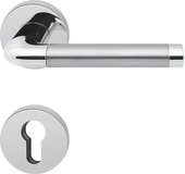 Ручка дверная Colombo Taipan, с круглой розеткой d50, с накладкой для цилиндрового замка, хром, хром матовый LC11RY cromo-cromat