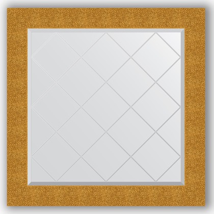 Зеркало Evoform Exclusive-G 860x860 с гравировкой, в багетной раме 90мм, чеканка золотая BY 4323