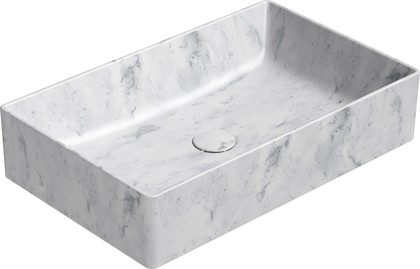 Раковина GSI AltaCeramica 600x370, накладная, прямоугольная, без перелива, без отверстия под смеситель, под мрамор Marbled white AC30835