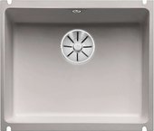 Кухонная мойка Blanco Subline 500-U PuraPlus, без крыла, отводная арматура, керамика, серый алюминий 523738
