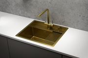 Кухонная мойка Granula Kitchen Space KS-6051, 600x510, накладная, нержавеющая сталь, Золото сатин 6051, ЗОЛОТО САТИН