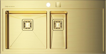 Кухонная мойка Omoikiri Akisame 100-2-IN-LG-L, чаша слева, золото OAK-100-2-IN-LG