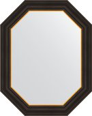 Зеркало Evoform Polygon 580x730 в багетной раме 71мм, чёрное дерево с золотом BY 7286