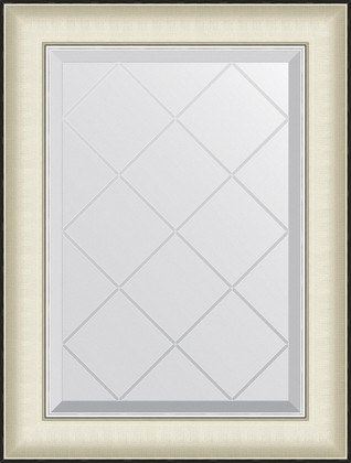 Зеркало Evoform Exclusive-G 54x72, с гравировкой, в багетной раме, белая кожа с хромом 78мм BY 4565