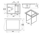 Кухонная мойка Granula 6501, 655x500, накладная, с крылом, кварц, Чёрный 6501, ЧЁРНЫЙ