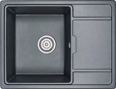 Кухонная мойка Granula 6503, 650x500, накладная, с крылом, кварц, Шварц (чёрный металлик) 6503, ШВАРЦ