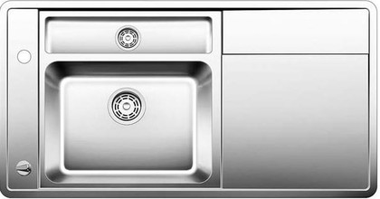 Кухонная мойка чаши слева, крыло справа, с клапаном-автоматом, нержавеющая сталь зеркальной полировки Blanco Statura 6-S-IF 515870