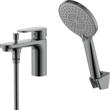 Смеситель врезной на борт ванны Aquatek Ника, на 1 отверстие, оружейная сталь AQ1844BGM