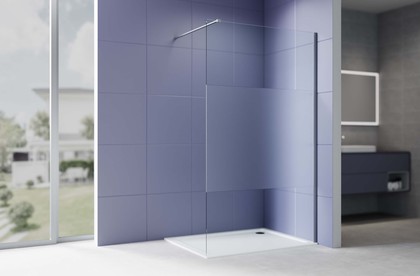 Душевая перегородка Aquatek Walk in с держателем 900x2000, стекло прозрачное с матовой полосой 8мм, профиль хром AQ.WI.090.3CH