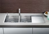 Кухонная мойка чаши слева, крыло справа, с клапаном-автоматом, нержавеющая сталь зеркальной полировки Blanco Zerox 8S-IF/A 513760