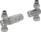 Автоматический терморегулятор Сунержа прямой G1/2"НРxG3/4"НГ, набор, сатин - сталь 071-1420-0000