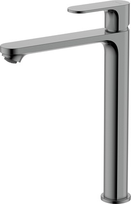 Смеситель для раковины Aquatek Альфа, высокий 245, без донного клапана, оружейная сталь AQ1904BGM