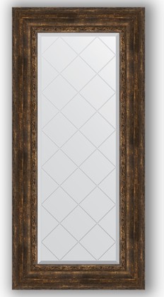 Зеркало Evoform Exclusive-G 620x1320 с гравировкой, в багетной раме 120мм, состаренное дерево с орнаментом BY 4086