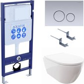 Унитаз с инсталляцией Aquatek Поларис, крепёж 02, сиденье soft-close, панель 019 SET AQUATEK ПОЛАРИС-019 4в1