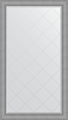 Зеркало Evoform Exclusive-G 970x1720 с фацетом и гравировкой в багетной раме 88мм, серебряная кольчуга BY 4550