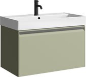 Тумба с умывальником Aqwella Pure 810, с одним ящиком, шалфей зелёный PUR0108SH+4610119205126