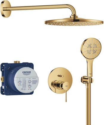 Набор для душа скрытого монтажа Grohe Essence Rainshower Mono 310, смеситель, верхний и ручной душ, холодный рассвет глянец 25287GL0