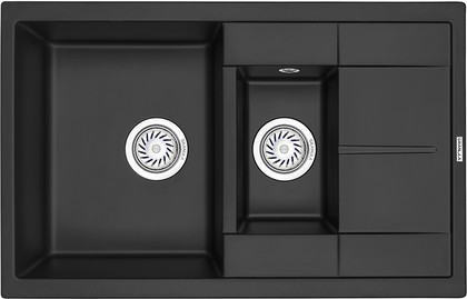 Кухонная мойка Granula 7802, 780x500, накладная, двойная, кварц, Турмалин 7802, ТУРМАЛИН
