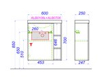 Тумба с умывальником Aqwella Alba, подвесная, левая, дуб давос, белый матовый ALB0106LDD+ALB0706WM+CMPSL.06.04.D