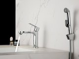 Смеситель для раковины Aquatek Альфа 110, с гигиеническим ручным душем, хром AQ1912CR