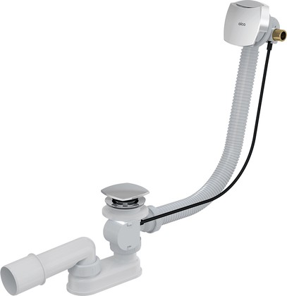 Сифон для ванны Alcaplast 1000, автомат с напуском воды через перелив, накладка и пробка пластик, хром A564CRM2-100