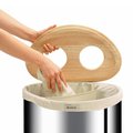 Корзина для белья Brabantia, 40л, двухсекционная, с деревянной крышкой, матовая сталь 360381
