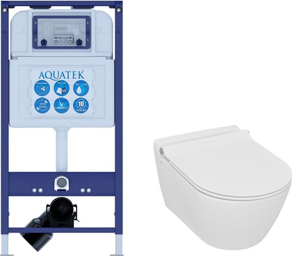 Инсталляция для унитаза Aquatek с унитазом Serel Smart, сиденье soft close, без клавиши и крепежа Set Serel Smart SM25SL INS25