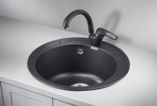Кухонная мойка Granula Standart 4802, d480, круглая, кварц, Чёрный 4802, ЧЁРНЫЙ