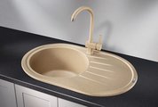Кухонная мойка Granula Standart 7601, 760x500, овальная, кварц, Бежевый 7601, БЕЖЕВЫЙ