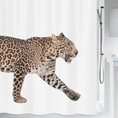 Штора для ванной Spirella Leopard, 180x200см, текстиль, бежево-чёрный 1016405
