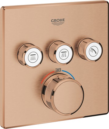 Термостат для душа Grohe Grohtherm SmartControl квадратный, 3 потребителя, тёплый закат матовый 29126DL0