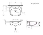 Раковина подвесная Aquatek 550x440, для установки на пьедестал, белая AQ5420-00