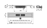 Душевой лоток Alcaplast Low, 550мм, с порогами для решётки, горизонтальным сток, нержавеющая сталь APZ101-550