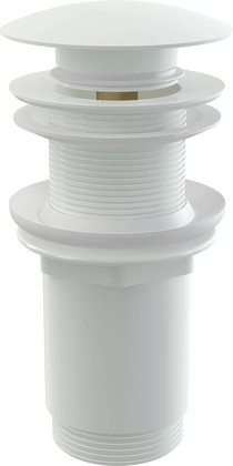 Донный клапан для умывальника Alcaplast Click-Clack 5/4", цельнометаллический без перелива и большой заглушкой, для пластиковых и стеклянных умывальников, белый A395B