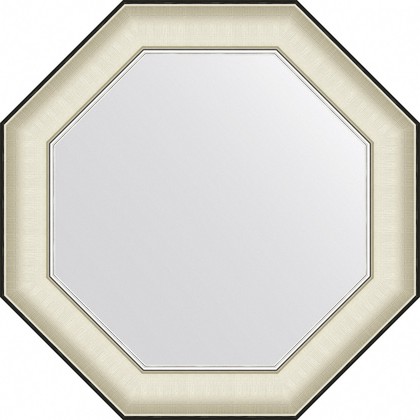 Зеркало Evoform Octagon 59x59, восьмиугольное, в багетной раме, белая кожа с хромом 78мм BY 7446