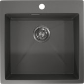 Кухонная мойка Granula 5151, 510x510, накладная, нержавеющая сталь, Графит матовый 5151, ГРАФИТ МАТОВЫЙ
