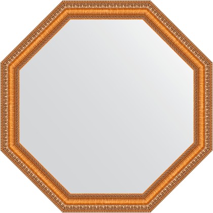Зеркало Evoform Octagon 660x660 в багетной раме 60мм, золотые бусы на бронзе BY 3978