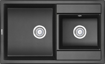 Кухонная мойка Granula 8201, 820x500, накладная, двойная, кварц,Чёрный 8201, ЧЁРНЫЙ