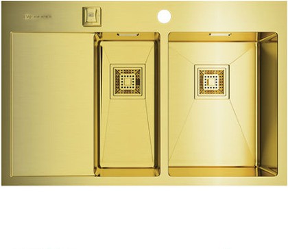 Кухонная мойка Omoikiri Akisame 78-2-LG-R, чаша справа, золото 4993088
