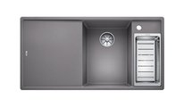 Кухонная мойка Blanco Axia III 6S-F, клапан-автомат, разделочный столик из ясеня, чаша справа, алюметаллик 523485