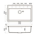 Кухонная мойка Omoikiri Daisen 77-GR, искусственный гранит, leningrad grey 4993628