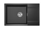 Кухонная мойка Granula Estetica ES-7807, 780x500, с крылом, кварц, Шварц (чёрный металлик) 7807, ШВАРЦ