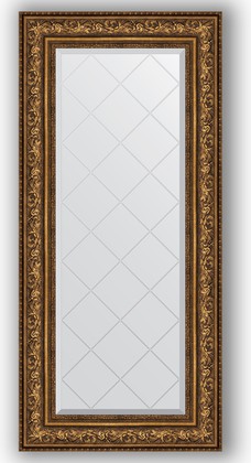 Зеркало Evoform Exclusive-G 600x1300 с гравировкой, в багетной раме 109мм, виньетка состаренная бронза BY 4083