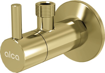 Угловой вентиль Alcaplast с фильтром G1/2x3/8", круглый, шлифованное матовое золото ARV001-G-B